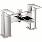 Bath Tap Set Shower Mixer Hose & Handheld Head Square Filler Bathroom Waterfall