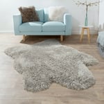 Paco Home - Tapis En Peau Fausse Fourrure xxl Imitation Style Flokati Poils Longs Tapis Salon Gris 60x100 cm