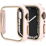 För Apple Watch Series 7 41mm, Pläterad Rigid PC Ram Case Slim All-Around Bumper Case för Apple Watch Series 7 （roséguld rosa）