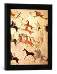 Kunst für Alle 'Encadré Image de indianisch « Indien à Cheval/Cuir Peinture, de pêche d'art dans Le Cadre de Haute qualité Photos Fait Main, 30 x 40 cm, Noir Mat