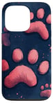 iPhone 13 Pro Purple Teal Blue Dog Paw Print Paws Patten on Black Case