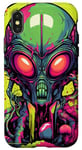 Coque pour iPhone X/XS Tête d'extraterrestre verte mignonne visage OVNI || Alien