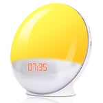 Ledivion Sunrise Alarm Clock, Wake Up Light Alarm with Sunrise/Sunset Simulation, Sunrise Lamp with Snooze Function, 11 Colours 8 Natural Sounds and Built-in Phone Charging Port