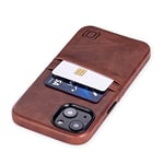 Dockem Étui Portefeuille pour iPhone 13 avec Plaque métallique intégrée pour Fixation magnétique et 2 Poches pour Cartes de crédit : Cuir synthétique de qualité supérieure (Exec M2 6,1 Pouces, Brun)