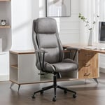 UEV Chaise de Bureau Ergonomique avec Dossier Haut 76cm, Accoudoirs Amovibles, Dossier Ajustable à 145°, Coussin Haute Elastique, Pivotante, Support-Tête Grand et Confortable, Capacité 150 kg, Gris