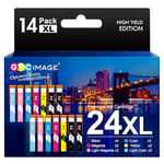 GPC Image 24xl Compatible Ink Cartridges Replacement for Epson 24 XL for Epson Expression Photo XP-970 XP-55 XP-950 XP-860 XP-960 XP-750 XP-760 XP-850 Printer(Black Cyan Magenta Yellow LC LM, 14-Pack)