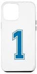 Coque pour iPhone 13 Pro Max Bleu 1 Numéro Équipe Junior Sports Uniforme Numéroté