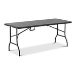 Table Pliante De Jardin D'extérieur Traiteur (183 X 75 X 74 Cm, Capacité De Charge : 150 Kg, Acier, Polyéthylène, Coloris : Noir) Helloshop26 14_0004484