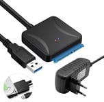 Adaptateur De Disque Dur 1 Pièce,Adaptateur Usb 3.0 Vers Sata,Adaptateur Fixe 3,5""Avec Adaptateur Secteur 12 V/2 A,Câble Pour Disque Dur Ssd Avec Systèmes D'Exploitation Windows,Mac Et