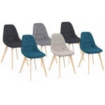 Idmarket - Lot de 6 chaises scandinaves gaby mix color beige, gris clair, bleu canard x2, gris foncé x2 en tissu