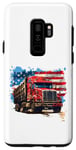 Coque pour Galaxy S9+ Camion conducteur patriotique drapeau USA rouge blanc et bleu camions fourgon