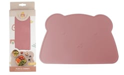 DORON & CHARLIE - Set De Table - Repas De Bébé - 056620 - Rose - Silicone - Design Ourson - Antidérapant - Etanche - Lavable - Imperméable - 1er Age - Puériculture - Facile à Nettoyer