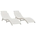 Lot de 2 transats chaise longue bois blanc Helloshop26