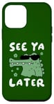 Coque pour iPhone 12 mini Joli alligator dans des lunettes de soleil, adieu au crocodile, voir plus tard