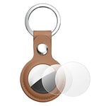 AXFEE AirTag Étuis de Protection en Cuir, PU Airtag Porte Clé, Étuis pour Apple AirTag Anti-Chute et Anti-Rayures Portable Key Finder pour Clés, Enfants, Animaux Compagnie (Airtag Non Inclus) (Brun)