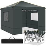 Tonnelle Pliante 3x3 Imperméable avec 4 Parois Barnum de Jardin Pliant Professionnel UV 50+, pour Festival Jardin Camping, Gris