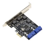 KALEA-INFORMATIQUE Carte contrôleur PCI Express PCIe vers USB 3.0 2 Ports internes USB3 19 Points 5G avec Chipset NEC. Equerres Low et High Profile fournies