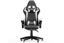 Gaming Chair Office Chair with Lumbar Support Flip Up Arms Headrest Swivel Rolling Adjustable PU Leather Racing Computer Chair