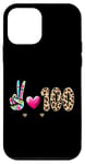 Coque pour iPhone 12 mini Peace Love 100 Days Of School Cœur léopard