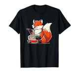 Cute Fox Eating Ramen Bowl Foxes Japanese Food Noodles T-Shirt