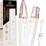 Épilateur pour sourcils et poils du visage pour femmes: Rasoir électrique 2 en 1 pour le visage et les sourcils - lumière LED intégrée pour l'épilation du visage des lèvres et du corps (Blanc)