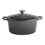 APS 88303 5 Stars Cocotte en fonte avec couvercle compatible induction et four avec support de couvercle Ø 25 cm 4 l Anthracite