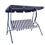 2 Seater Garden Swing Seat / Hammock - Blue Stripe