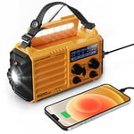 Mesqool Wind Up Radio, Hand Crank Solar Radio with Torch/Flashlight and Reading Lamp, 5000 mAh Portable AM/FM Radio with USB Phone Charger, Rechargeable Emergency Radio with SOS Alarm and Compass