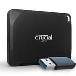 Crucial X10 Pro 1To Disque SSD Externe Portable avec Adaptateur USB-A, jusqu’à 2100Mo/s en Lecture et 2000Mo/s en écrituree, USB-C 3.2, PC et Mac - CT1000X10PROSSD902