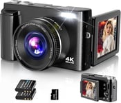 Appareil Photo Numérique 4K UHD Autofocus avec Carte 32G, Caméra de Vlogging 48 MP avec écran Rabattable à 180° et Lentille UV, Appareil Photo Compact pour Adolescents, Débutants, Adultes