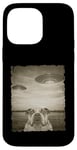 Coque pour iPhone 14 Pro Max Bulldog Dog Selfie Vieux Téléphone Photo Drôle Observation OVNI