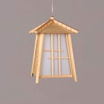 GaoF Creative LED House Shape Ceiling Chandelier Lighting Wooden Lampshade Lantern Bar Coffee Hanging Lights Coffee Teahouse Pendant Lights E27 Hanging Lamp