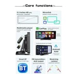 10,26" Dash Cam Carplay-peruutuskameralla ja Android Auto Voice Control Bluetooth WIFI 2.4G-5G FM