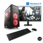 PC Gaming, CSL Computer, M11490H, Ryzen 5 5600, Radeon RX 7600 XT, 16 Go DDR4 RAM, M.2 SSD 1000 Go, 27 pouces Full-HD, Win 11