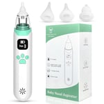 Grixz Baby Nasal Aspirator, Electric Baby Nose Sucker, Rechargeable Nose Cleaner with 3 Suction Levels and 3 Silicone Nozzles Anti-Backflow, Baby Nose Cleaner Vacuum Cleaner, for Infants/Toddlers