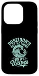 Coque pour iPhone 14 Pro Poseidon Dieu de la mer Océan Trident et vagues Illustration