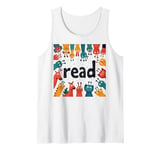 Animals Read Reading Book Library First Day Of School Kids Tank Top