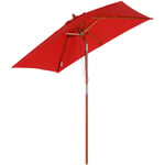 Outsunny - Parasol rectangulaire inclinable bois polyester haute densité 2L x 1,5l x 2,3H m rouge