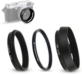 Pare-Soleil Bague D'adaptation Filtre UV Kit pour Fujifilm X100 X100VI X100V X100F X100S X100T X70 Remplace Fuji LH-X100 Bague d'adaptation AR-X100 (Noir)