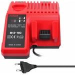 M12-18C Li-ion batteriladdare för Milwaukee 12V, 14.4V och 18V batterier - Kompatibel med C1418C och mer.