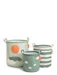 Storage Basket Set 3 Pcs Happy Clouds Green Green D By Deer