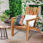 Costway Fauteuil De Jardin En Bois D'acacia Design Adirondack Résistant Aux Intempéries Charge 160 Kg Salon Terrasse Balcon Naturel