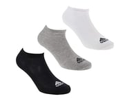 Adidas Men Performance No-Show Thin Socks (pair Of 3) - Black/Medium Grey Heather/White, Size 39 - 42