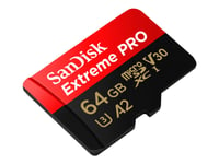 Sandisk Extreme Pro - Flash-Minneskort (Microsdxc Till Sd-Adapter Inkluderad) - 64 Gb - A2 / Video Class V30 / Uhs-I U3 / Class10 - Mikrosdxc Uhs-I