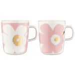 Marimekko Juhla Unikko mugg 2,5 dl 2-pack, vit/rosa/guld