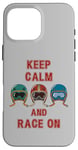 Coque pour iPhone 16 Pro Max Casque rétro vintage, Go Kart Car Racing, Keep Calm & Race On