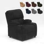 Fauteuil relax inclinable en microfibre velours repose-pieds Laura Couleur: Noir