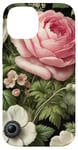 Coque pour iPhone 14 Rose classique avec anémones blanches