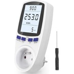 Wattmètre Prise, Compteur d'énergie ac 185V 264V Compteur de consommation d'énergie, Prise de Moniteur d'utilisation de l'électriCôté avec écran lcd