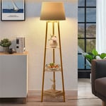 62" Tall Tripod Floor Lamp with Shelves Farmhouse Library Standing Corner Lamp